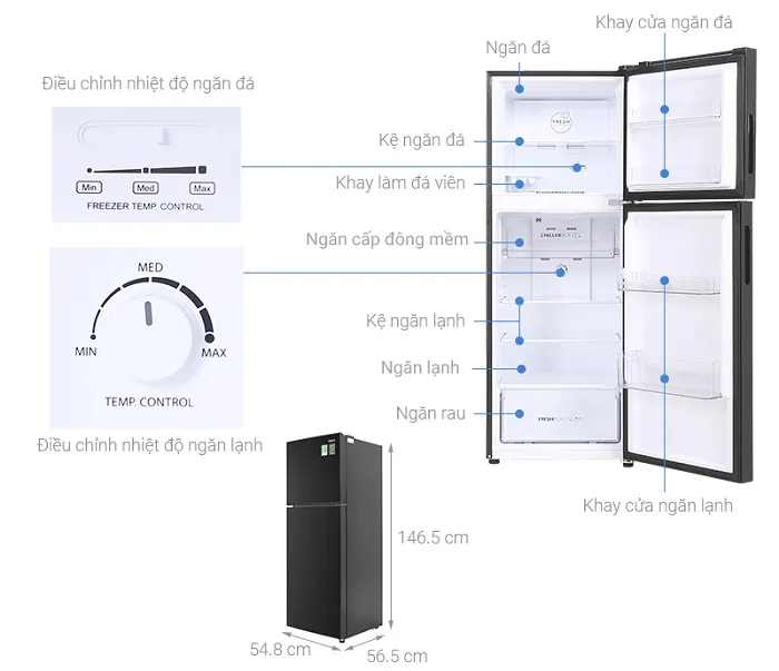 Tủ Lạnh Aqua 222 Lít Inverter AQR-T238FA (FB)